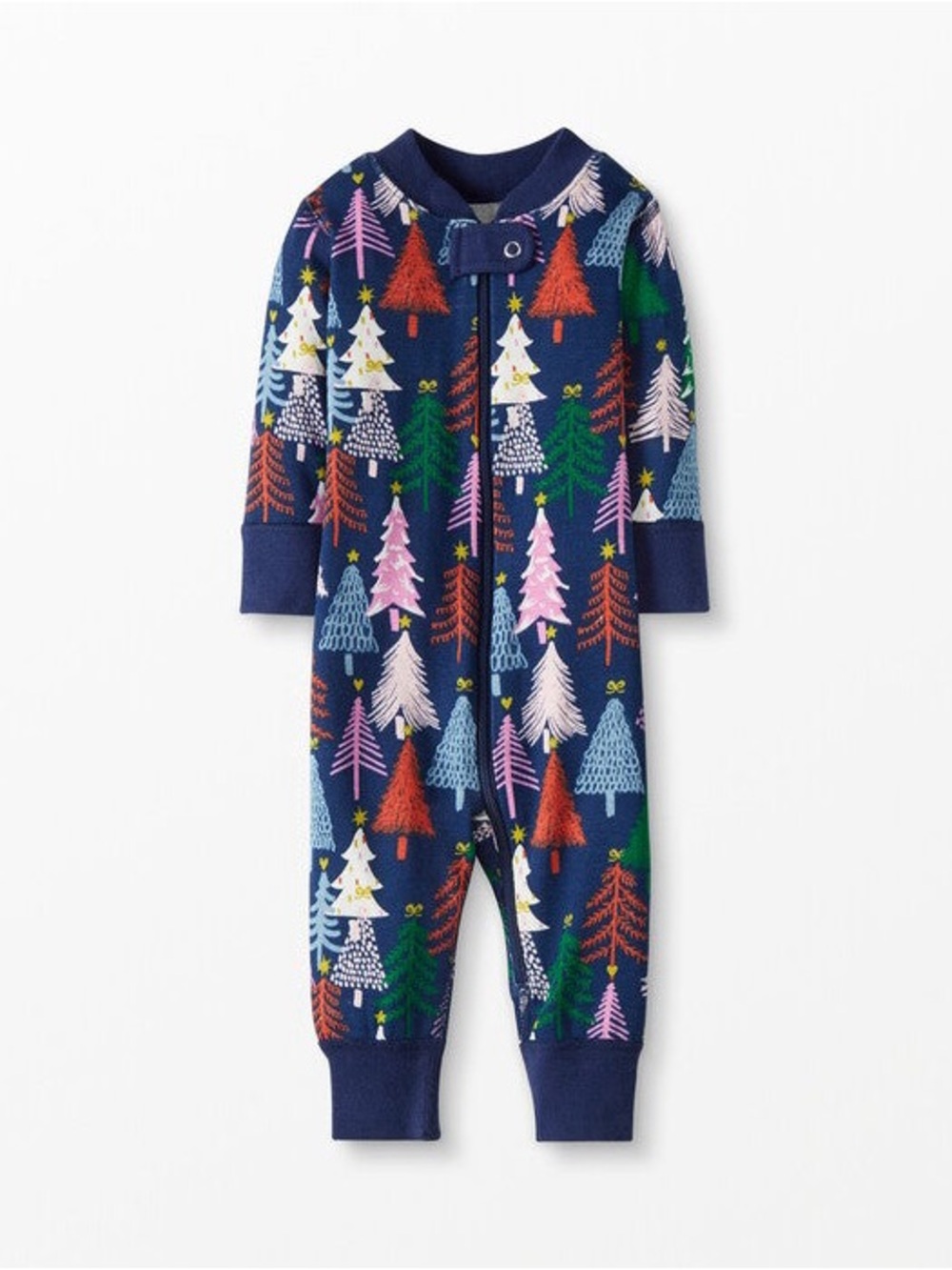 Hanna Andersson Navy Tree Print Cotton Footie